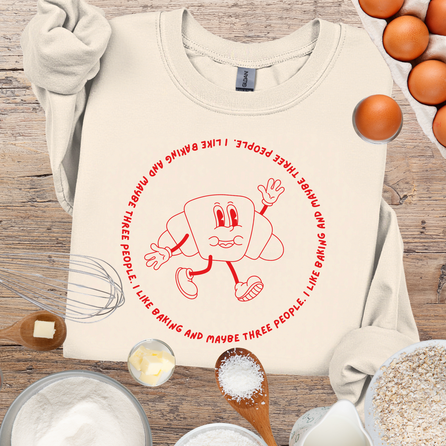 Croissant - I Like Baking and maybe 3 people Retro Sweatshirt