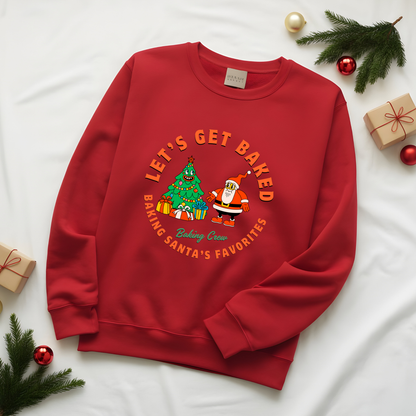 Christmas Baking Sweatshirt - Retro Cartoon Santa