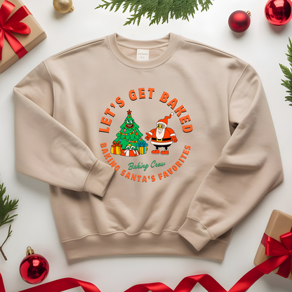 Christmas Baking Sweatshirt - Retro Cartoon Santa