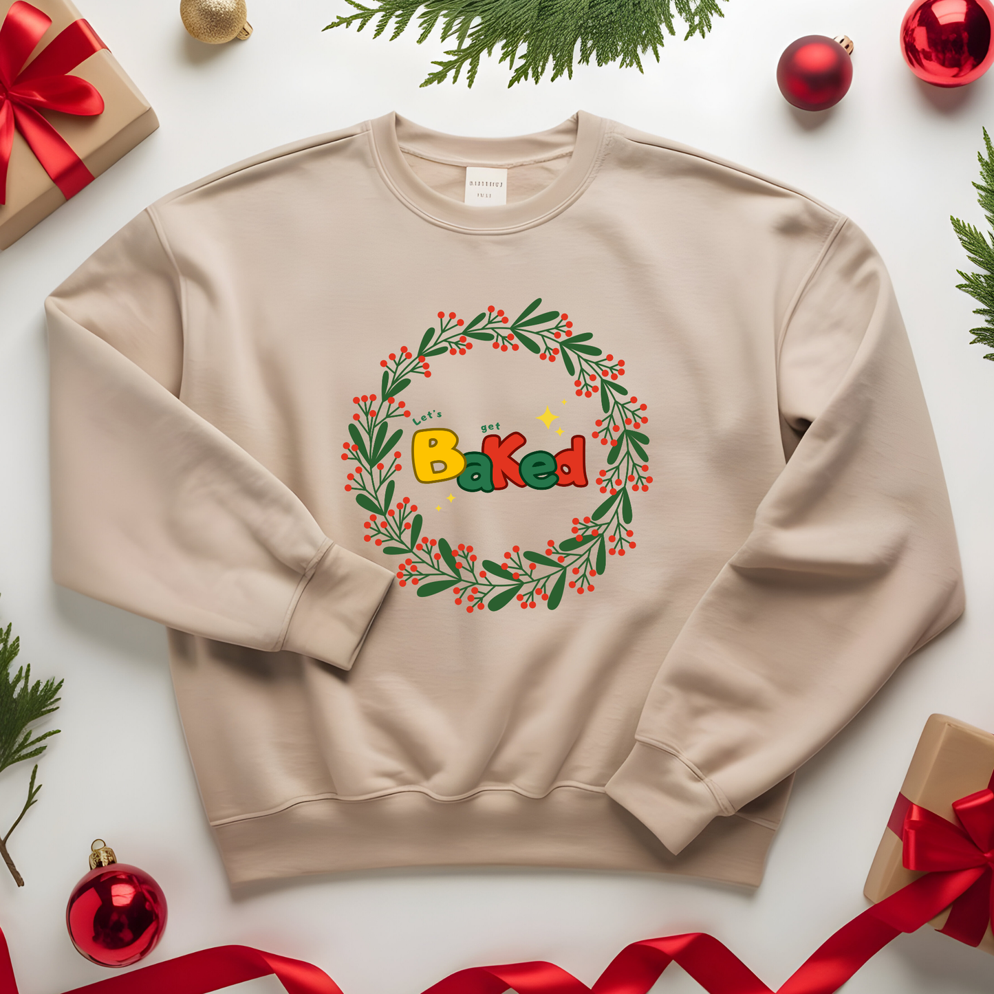 Christmas Baking Sweatshirt - Christmas Wreath