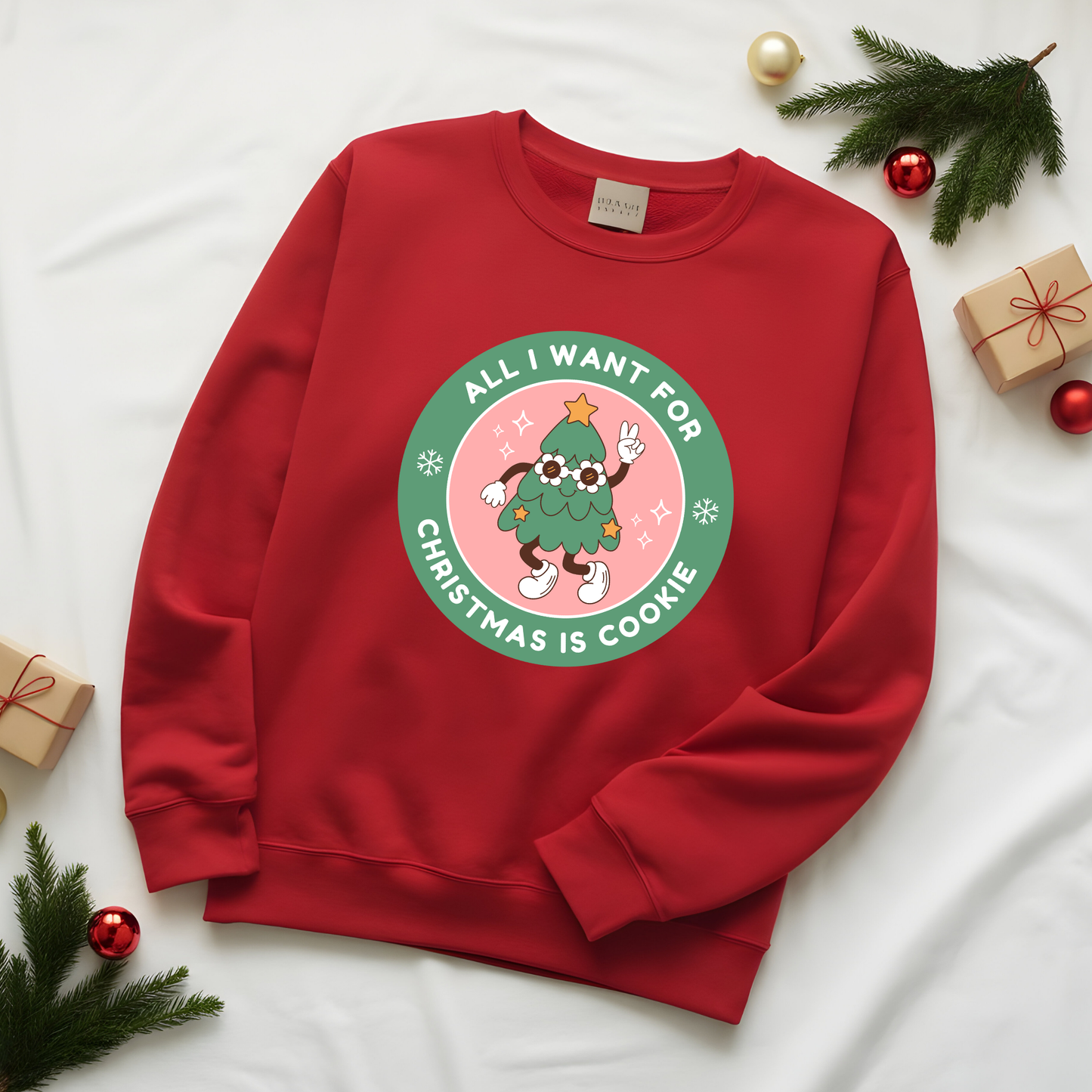 Christmas Cookie Sweatshirt - Retro Christmas Tree