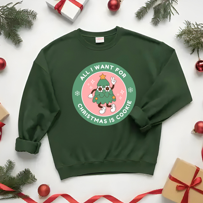 Christmas Cookie Sweatshirt - Retro Christmas Tree