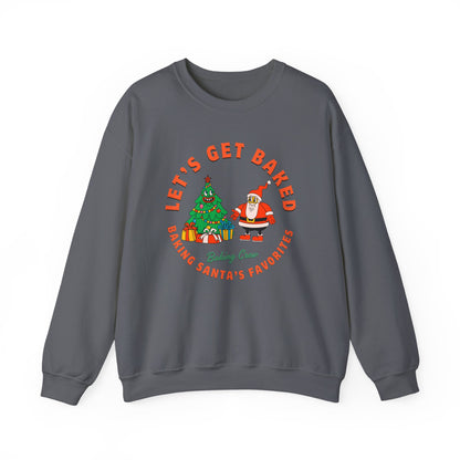 Gray sweatshirt with Christmas-themed graphic and text on a white background