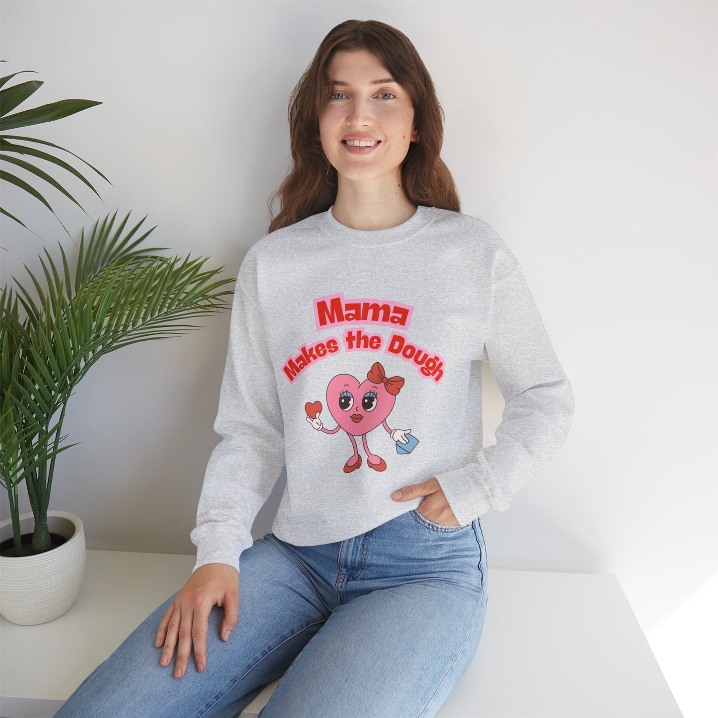 Mama Makes the Dough Sweatshirt - Pink Heart Design