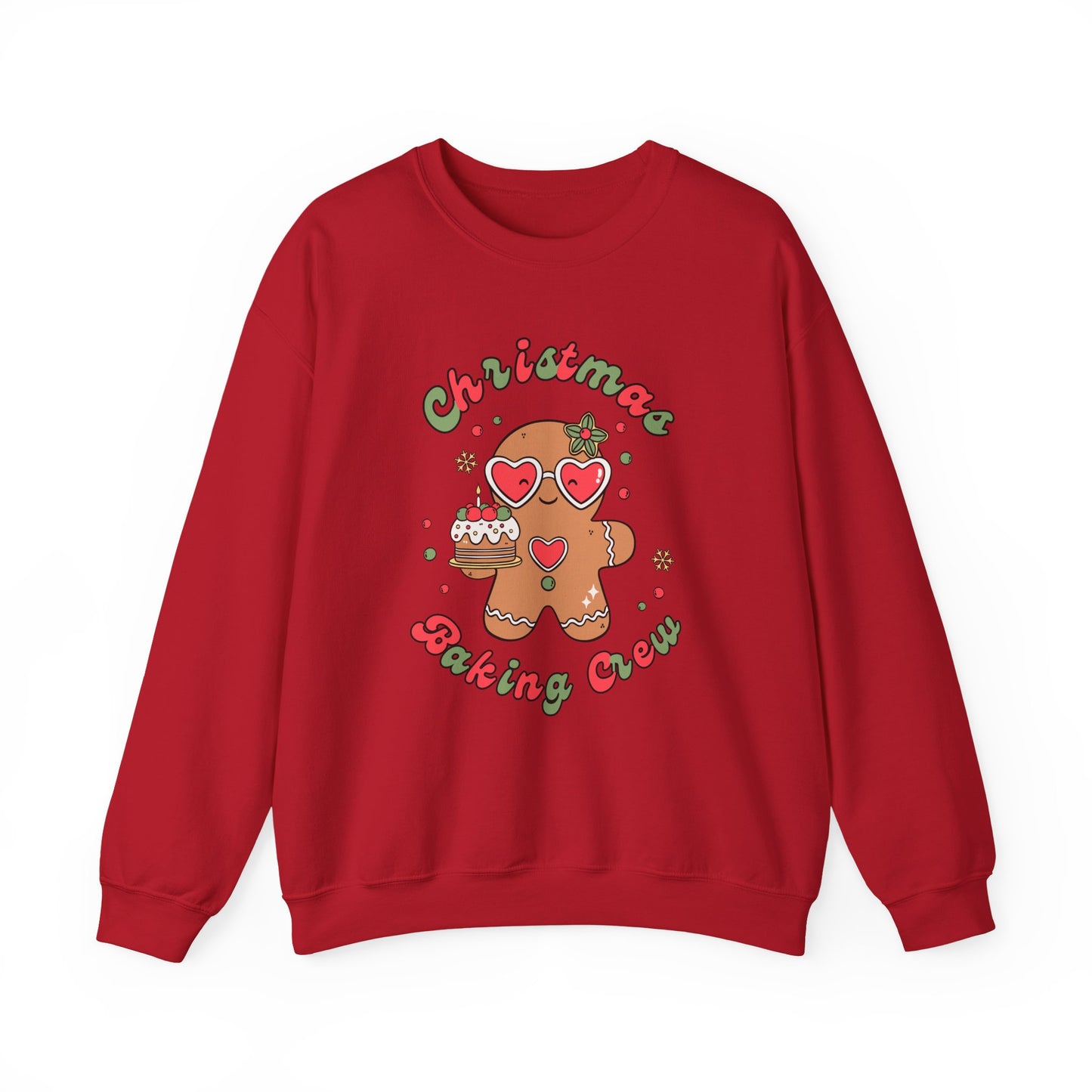 Red sweatshirt with Christmas baking design on a white background