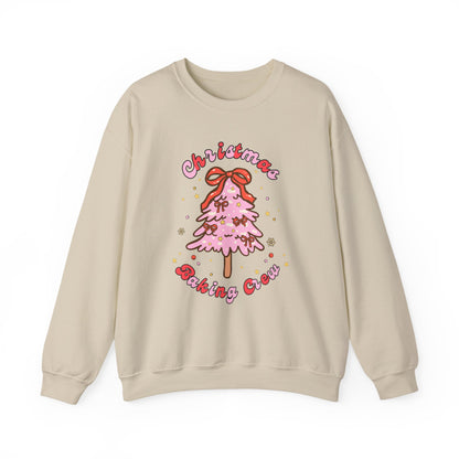 Beige sweatshirt with a Christmas tree design on a white background
