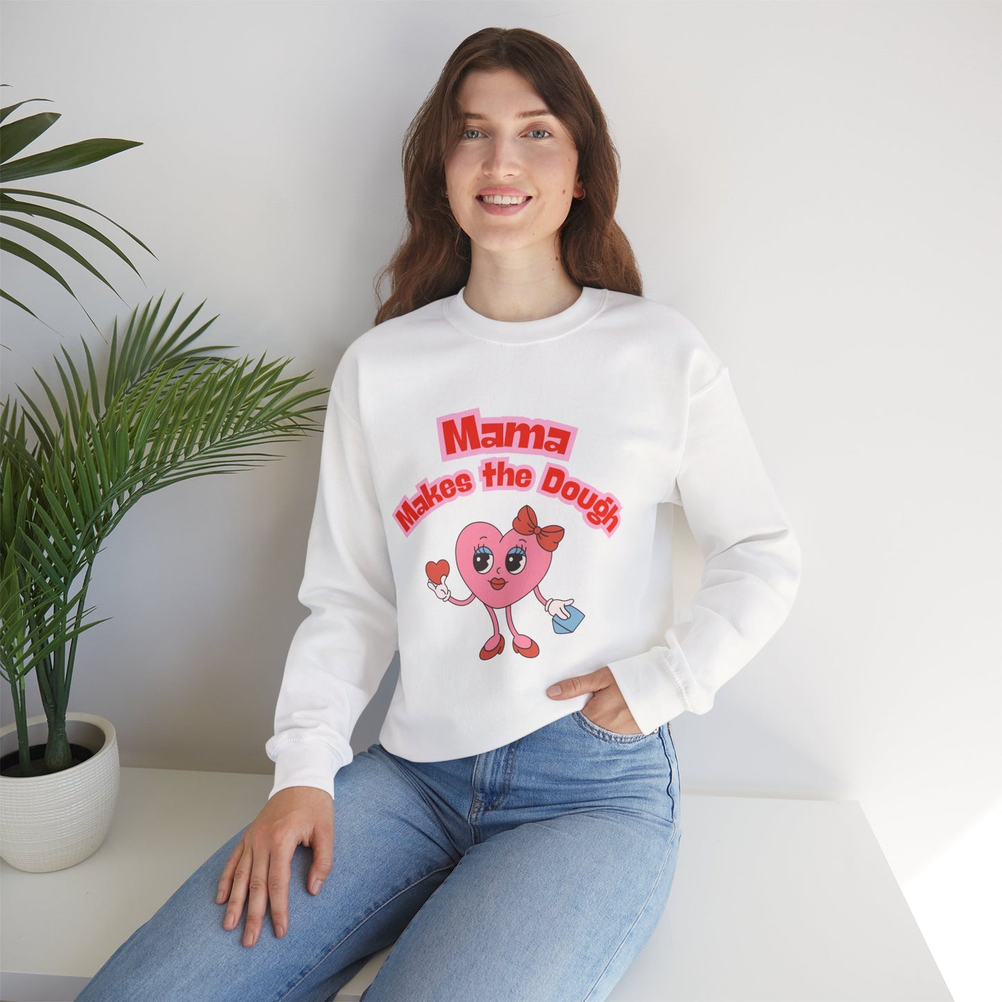 Mama Makes the Dough Sweatshirt - Pink Heart Design