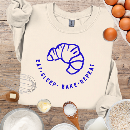 Eat Sleep Bake Repeat Sweatshirt with Croissant