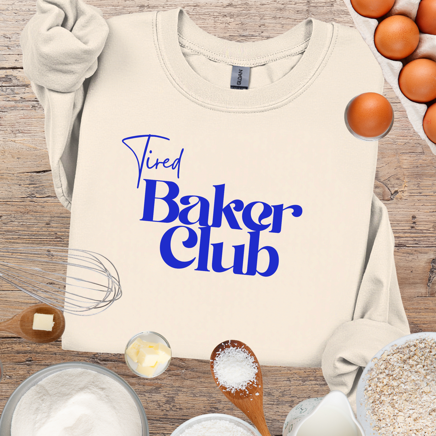 Tired Baker Club Sweatshirt - Simple Retro Color