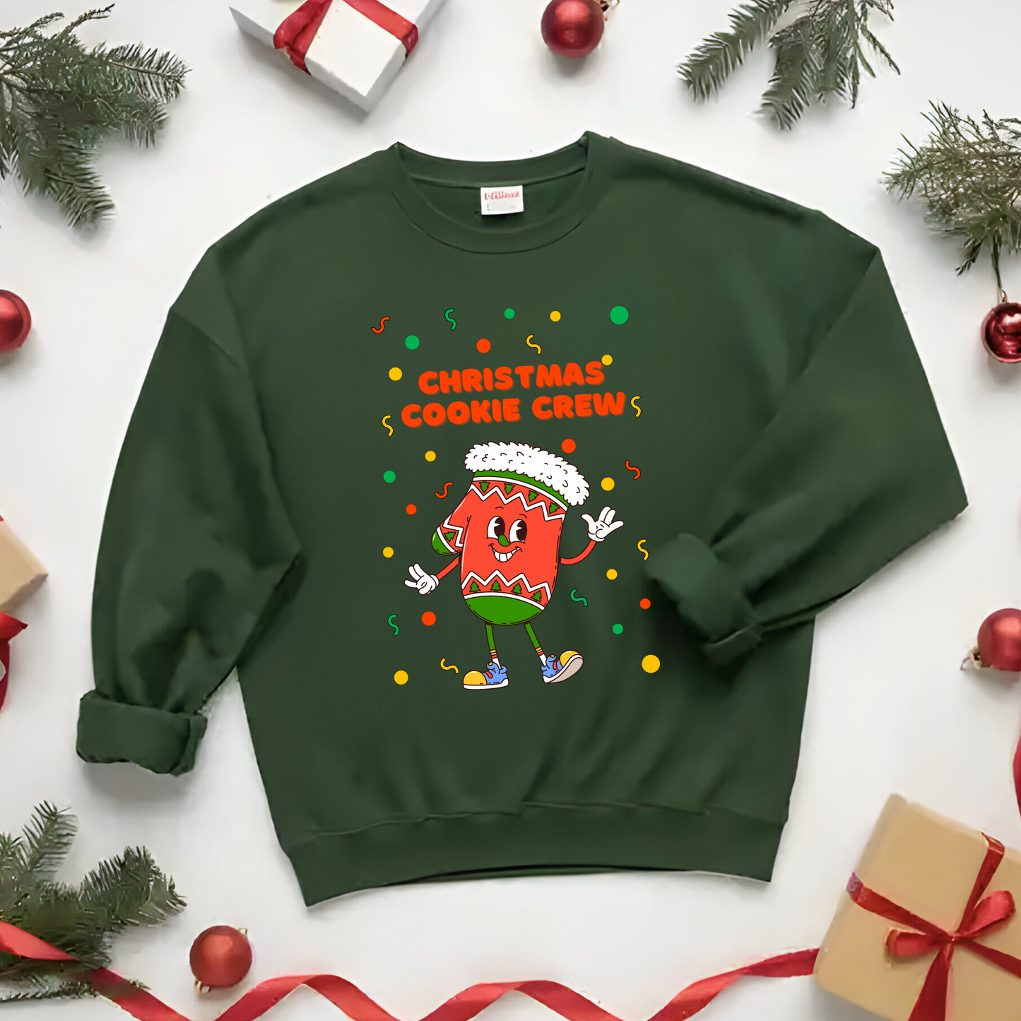 Christmas Cookie Crew Sweatshirt, Holiday Fashion, Festive Apparel, Cozy Crew, Gift for Bakers, Winter Wear