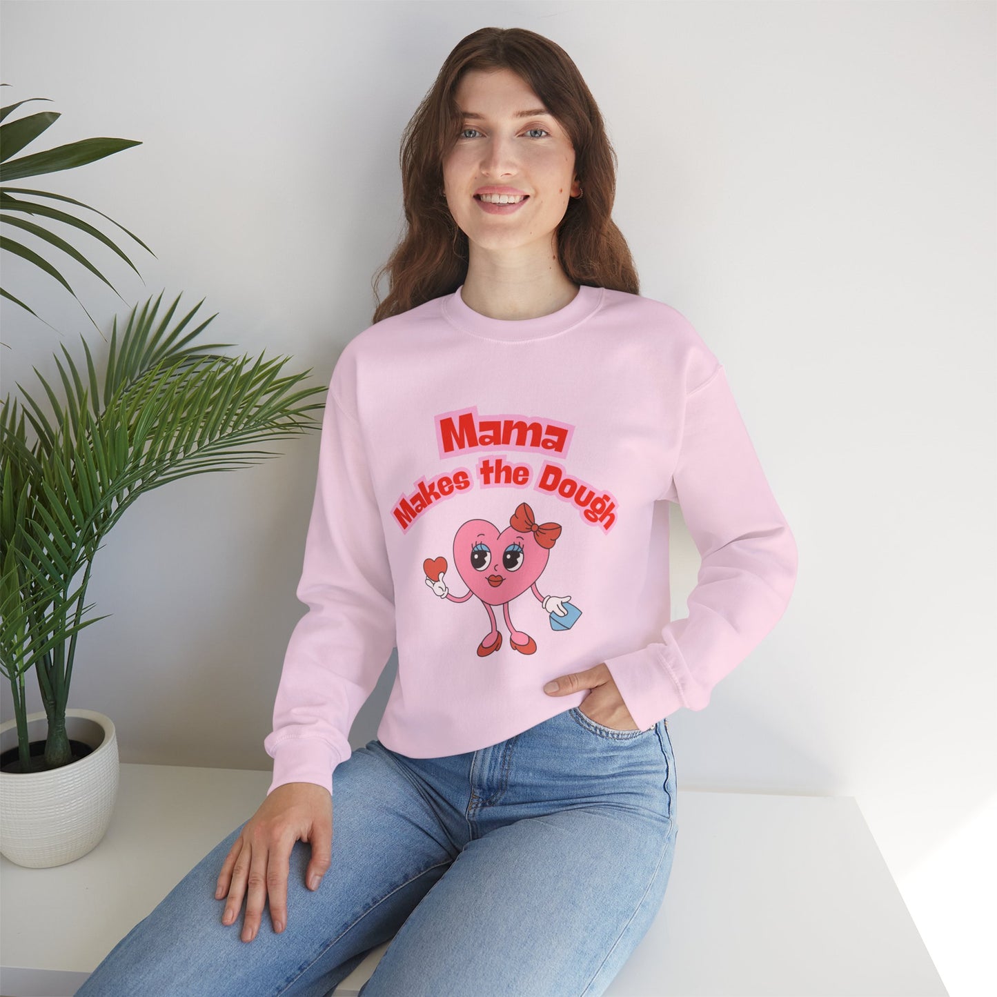 Mama Makes the Dough Sweatshirt - Pink Heart Design