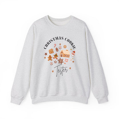 Gray sweatshirt with Christmas-themed design on a white background
