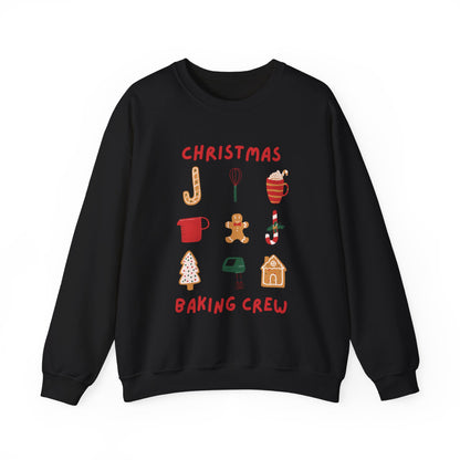 Black sweatshirt with Christmas-themed graphics and text on a white background