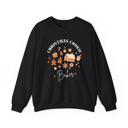 Black sweatshirt with Christmas-themed design on a white background