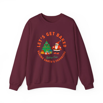 Maroon sweatshirt with Christmas-themed graphic and text on a white background