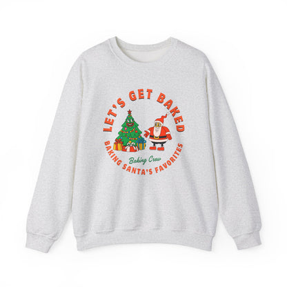 Gray sweatshirt with Christmas-themed graphic and text on a white background